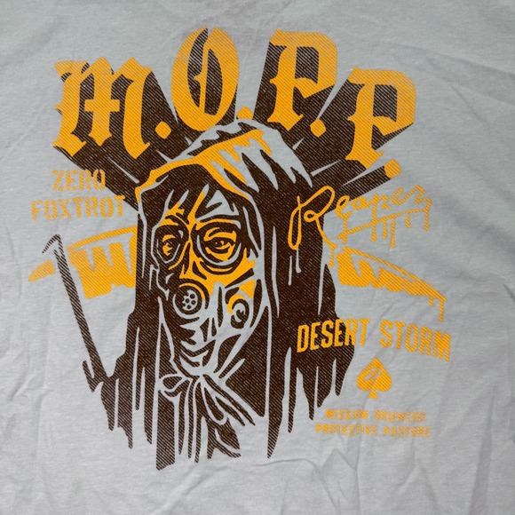 NEW Zero Foxtrot T Shirt Mens Small Green Skull Graphic MOPP Reaper Desert Storm - Picture 1 of 6